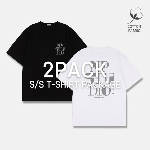[2PACK] 모노크롬 로고 티셔츠 2COLOR