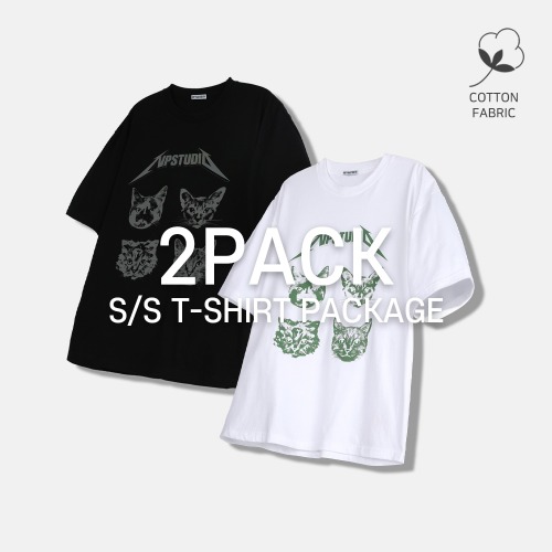 [2PACK] 캣츠 포 로고 티셔츠 2COLOR