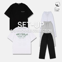 [SET] 에센셜 스터프 티셔츠+ 코튼 와이드 스웨트 팬츠 세트
